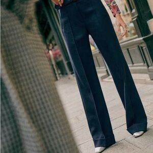 Sezane Black Lukas Trousers Pants High Waist Cuffed Rolled Hem Leg 40 8